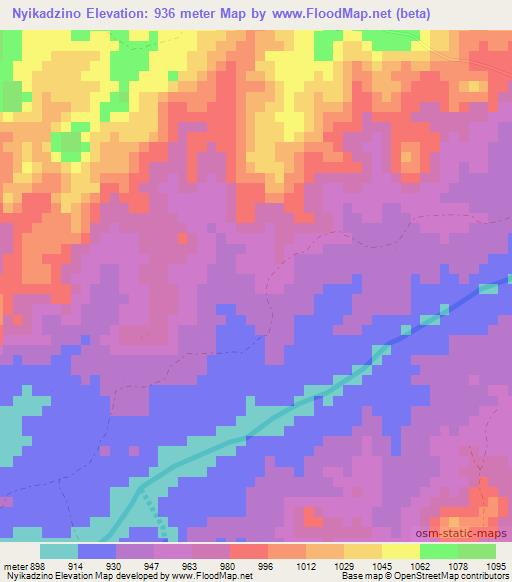 Nyikadzino,Zimbabwe Elevation Map
