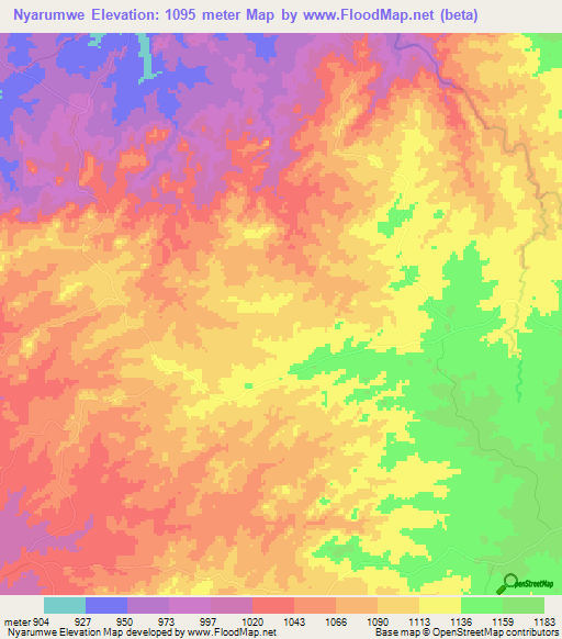 Nyarumwe,Zimbabwe Elevation Map