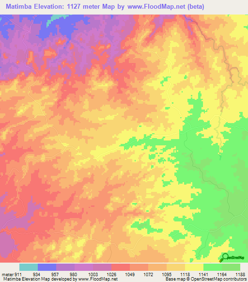 Matimba,Zimbabwe Elevation Map