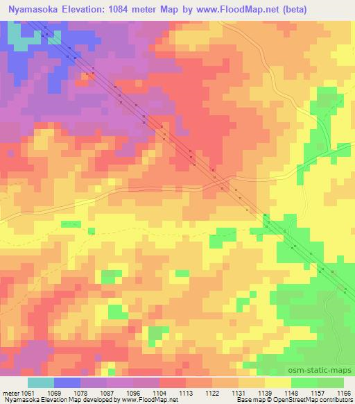 Nyamasoka,Zimbabwe Elevation Map