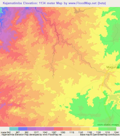 Kajamatimba,Zimbabwe Elevation Map