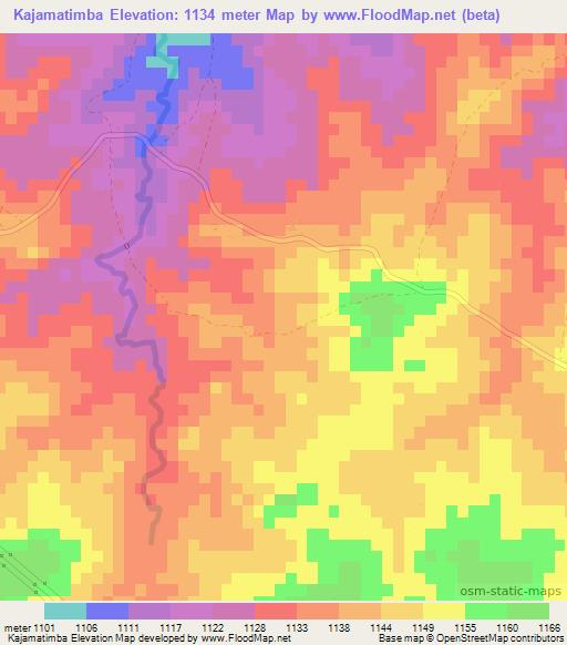 Kajamatimba,Zimbabwe Elevation Map