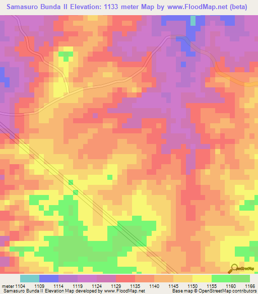 Samasuro Bunda II,Zimbabwe Elevation Map