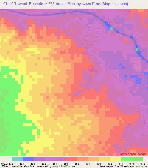 Chief Towani,Zimbabwe Elevation Map