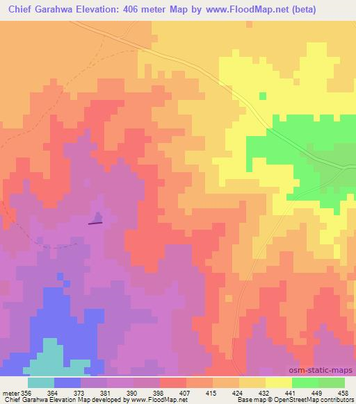 Chief Garahwa,Zimbabwe Elevation Map