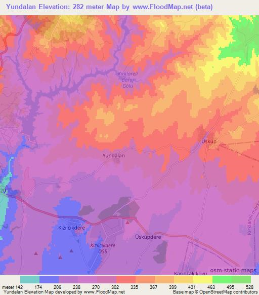 Yundalan,Turkey Elevation Map