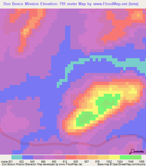 Don Bosco Mission,Zimbabwe Elevation Map