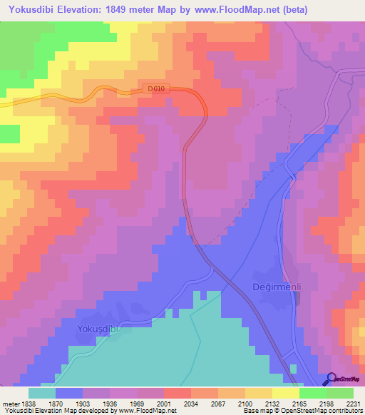 Yokusdibi,Turkey Elevation Map
