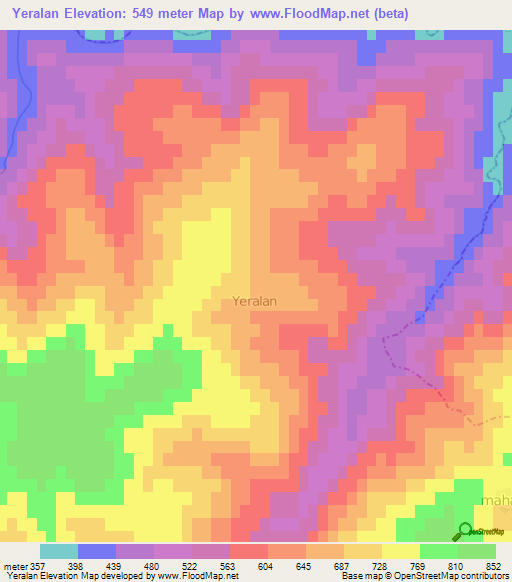 Yeralan,Turkey Elevation Map