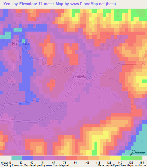 Yenikoy,Turkey Elevation Map