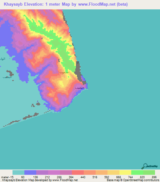 Khaysayb,Yemen Elevation Map