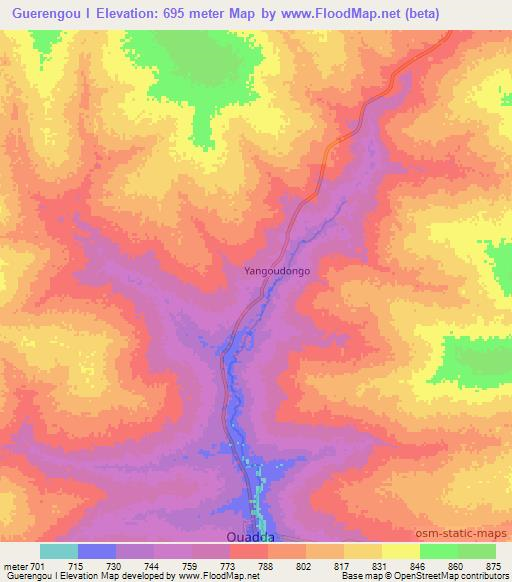 Guerengou I,Central African Republic Elevation Map