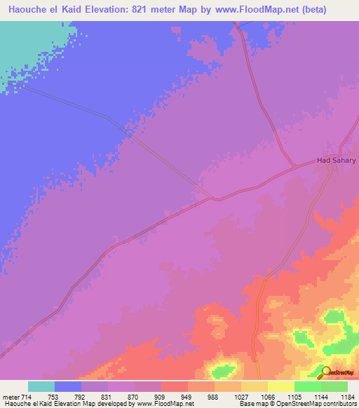 Haouche el Kaid,Algeria Elevation Map