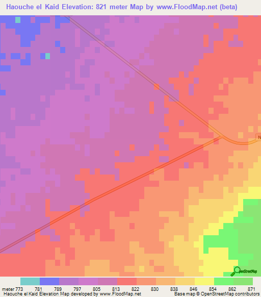 Haouche el Kaid,Algeria Elevation Map