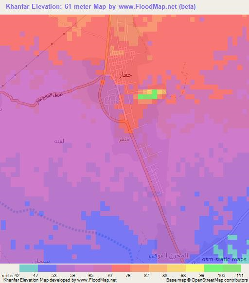 Khanfar,Yemen Elevation Map