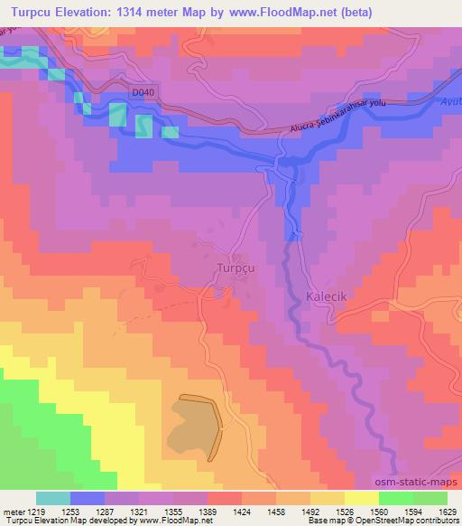 Turpcu,Turkey Elevation Map