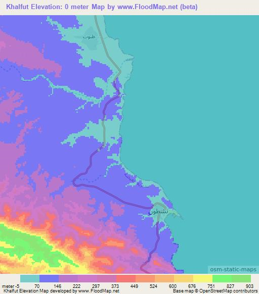 Khalfut,Yemen Elevation Map