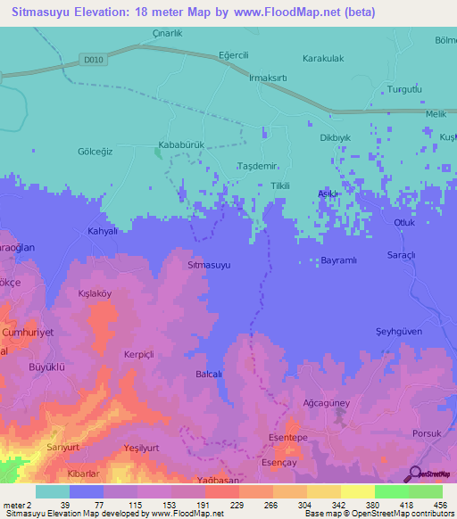 Sitmasuyu,Turkey Elevation Map