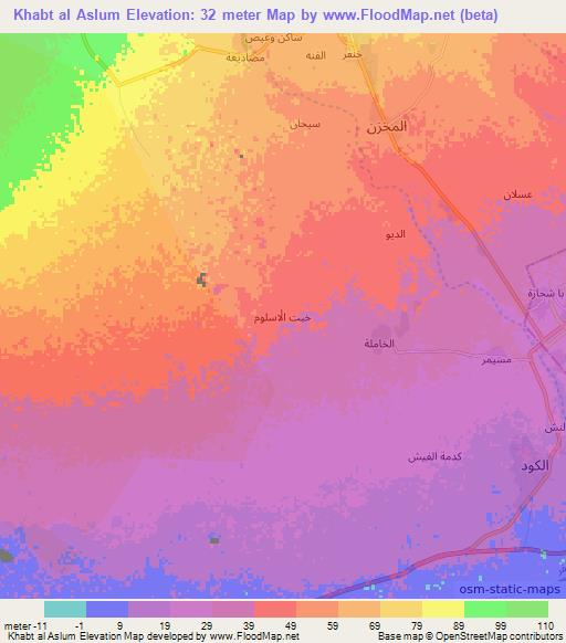 Khabt al Aslum,Yemen Elevation Map