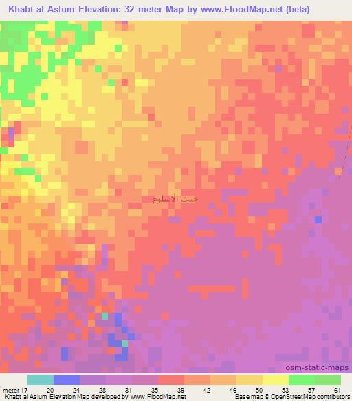 Khabt al Aslum,Yemen Elevation Map