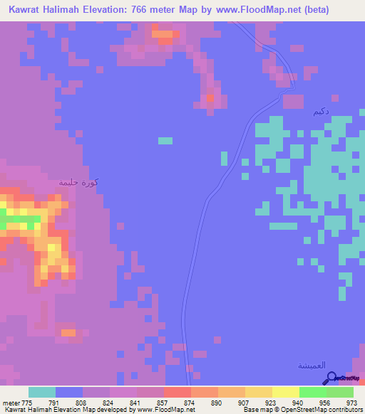 Kawrat Halimah,Yemen Elevation Map