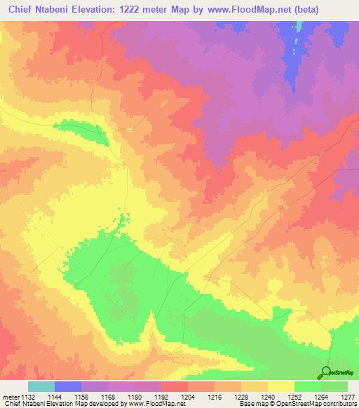Chief Ntabeni,Zimbabwe Elevation Map