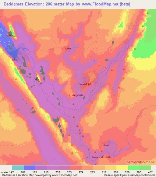 Beddamez,Mauritania Elevation Map