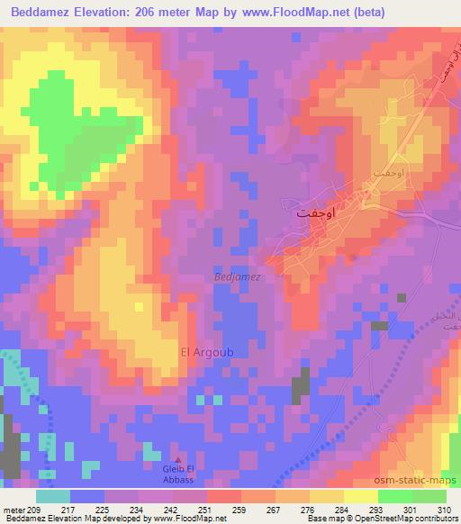 Beddamez,Mauritania Elevation Map