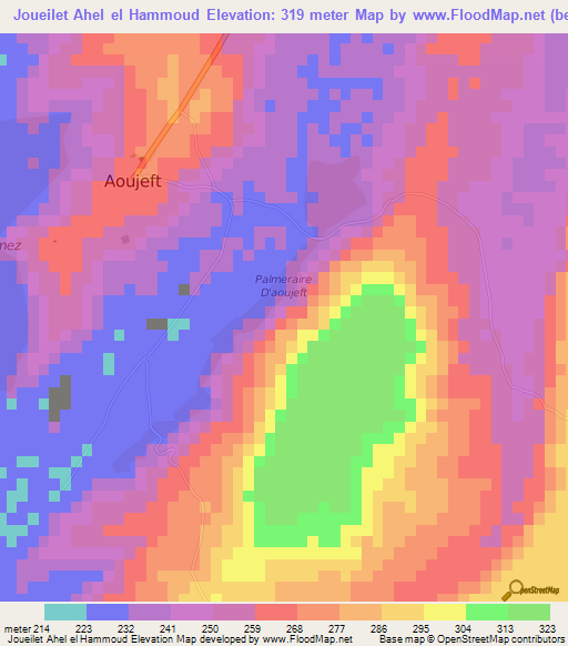 Joueilet Ahel el Hammoud,Mauritania Elevation Map