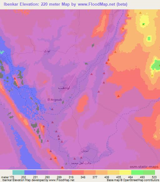 Ibenkar,Mauritania Elevation Map
