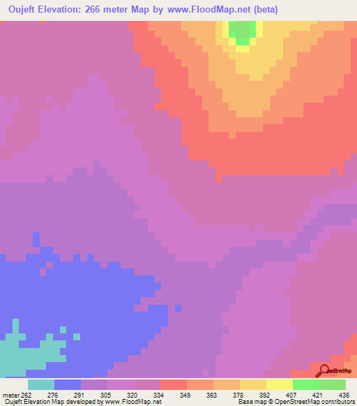 Oujeft,Mauritania Elevation Map