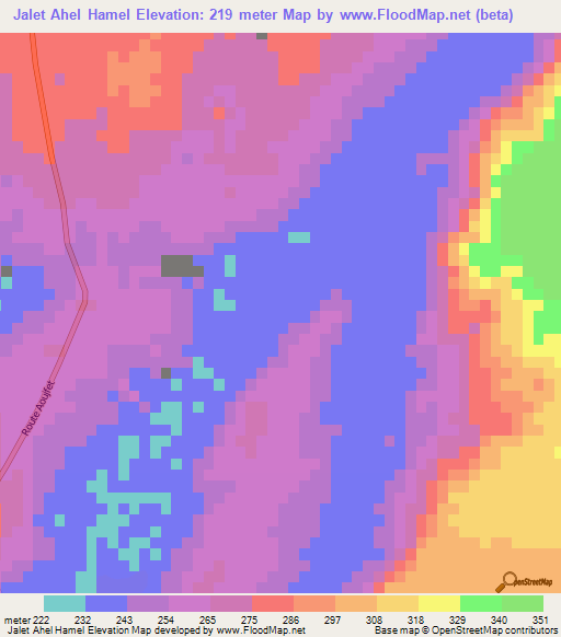 Jalet Ahel Hamel,Mauritania Elevation Map
