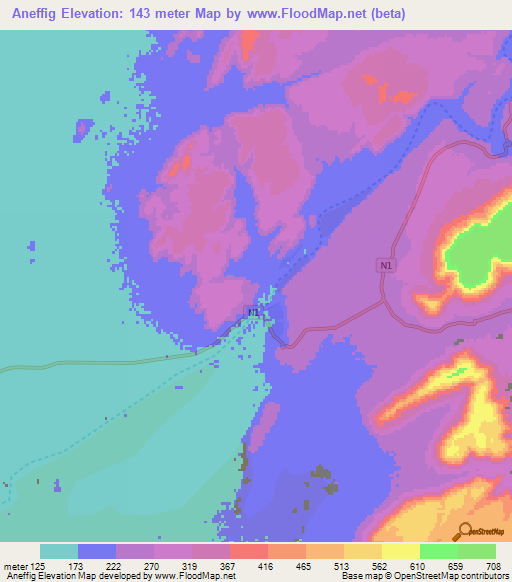 Aneffig,Mauritania Elevation Map
