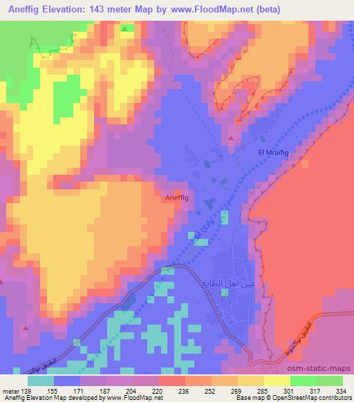 Aneffig,Mauritania Elevation Map
