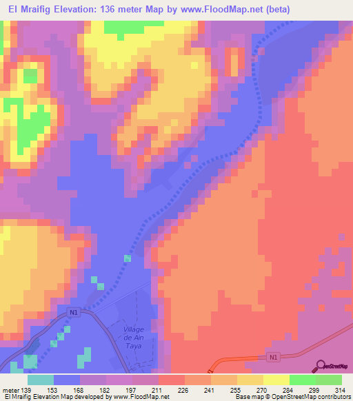 El Mraifig,Mauritania Elevation Map