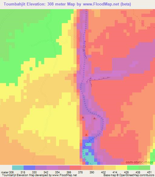 Toumbahjit,Mauritania Elevation Map