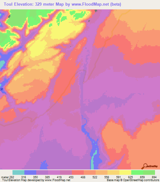 Toul,Mauritania Elevation Map