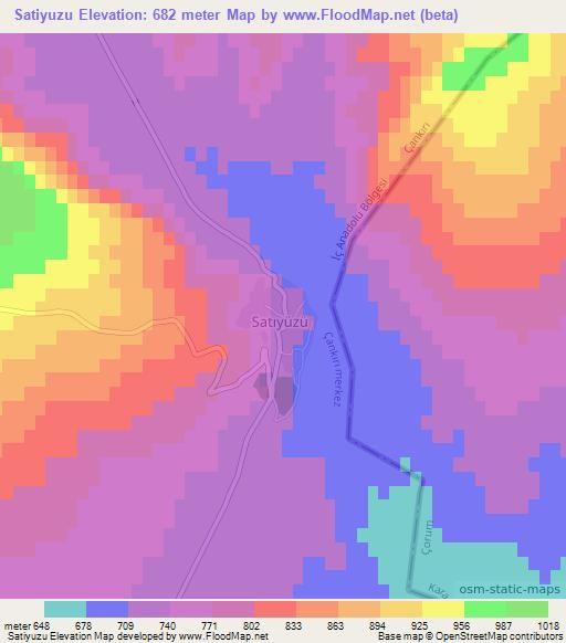 Satiyuzu,Turkey Elevation Map