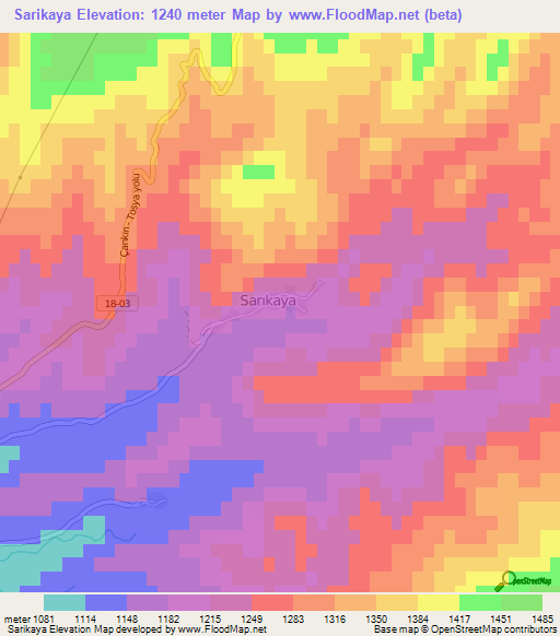 Sarikaya,Turkey Elevation Map