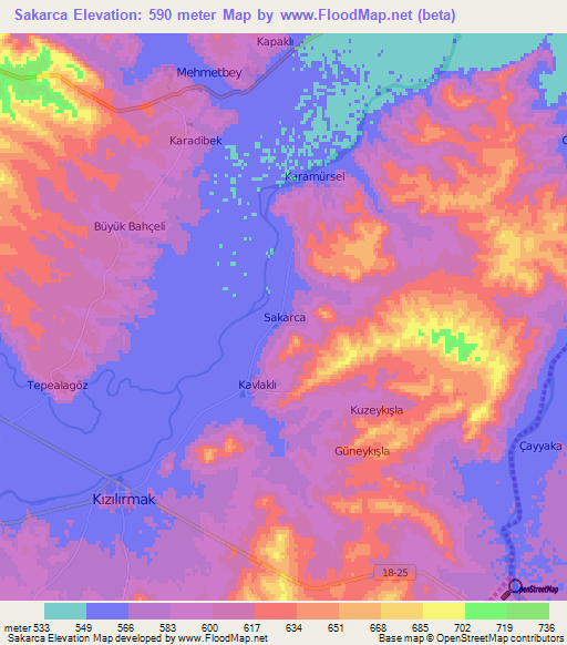 Sakarca,Turkey Elevation Map