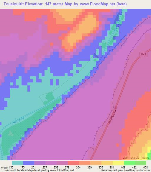 Toueiouirit,Mauritania Elevation Map
