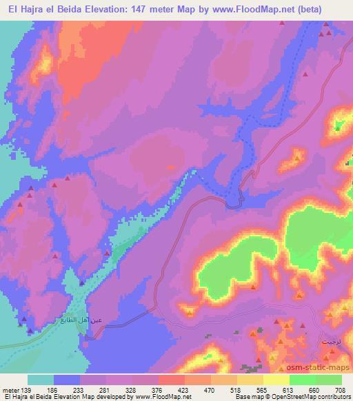 El Hajra el Beida,Mauritania Elevation Map