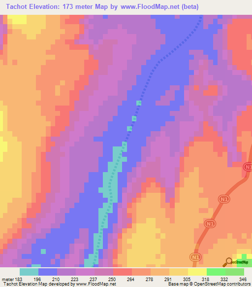 Tachot,Mauritania Elevation Map