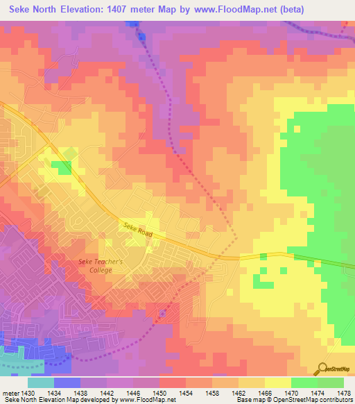 Seke North,Zimbabwe Elevation Map