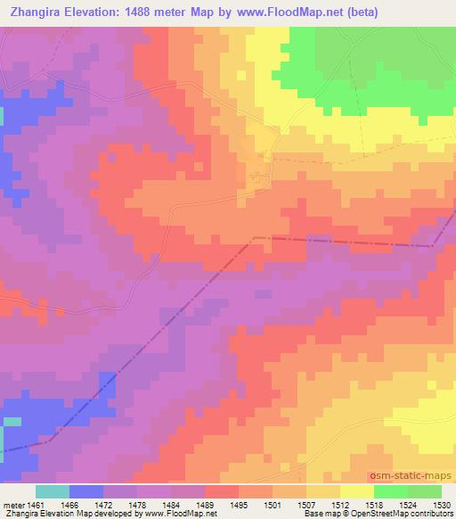 Zhangira,Zimbabwe Elevation Map