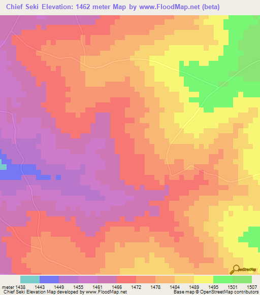 Chief Seki,Zimbabwe Elevation Map
