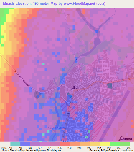Mnacir,Mauritania Elevation Map