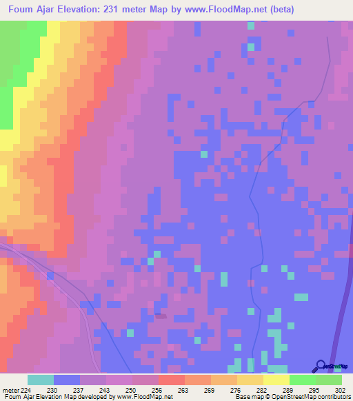 Foum Ajar,Mauritania Elevation Map