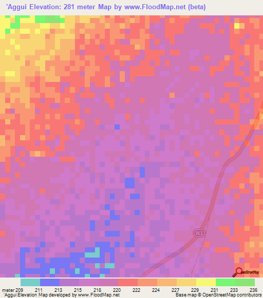'Aggui,Mauritania Elevation Map