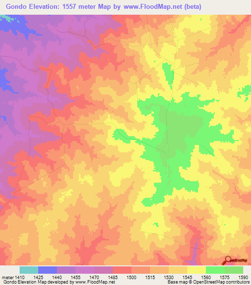 Gondo,Zimbabwe Elevation Map
